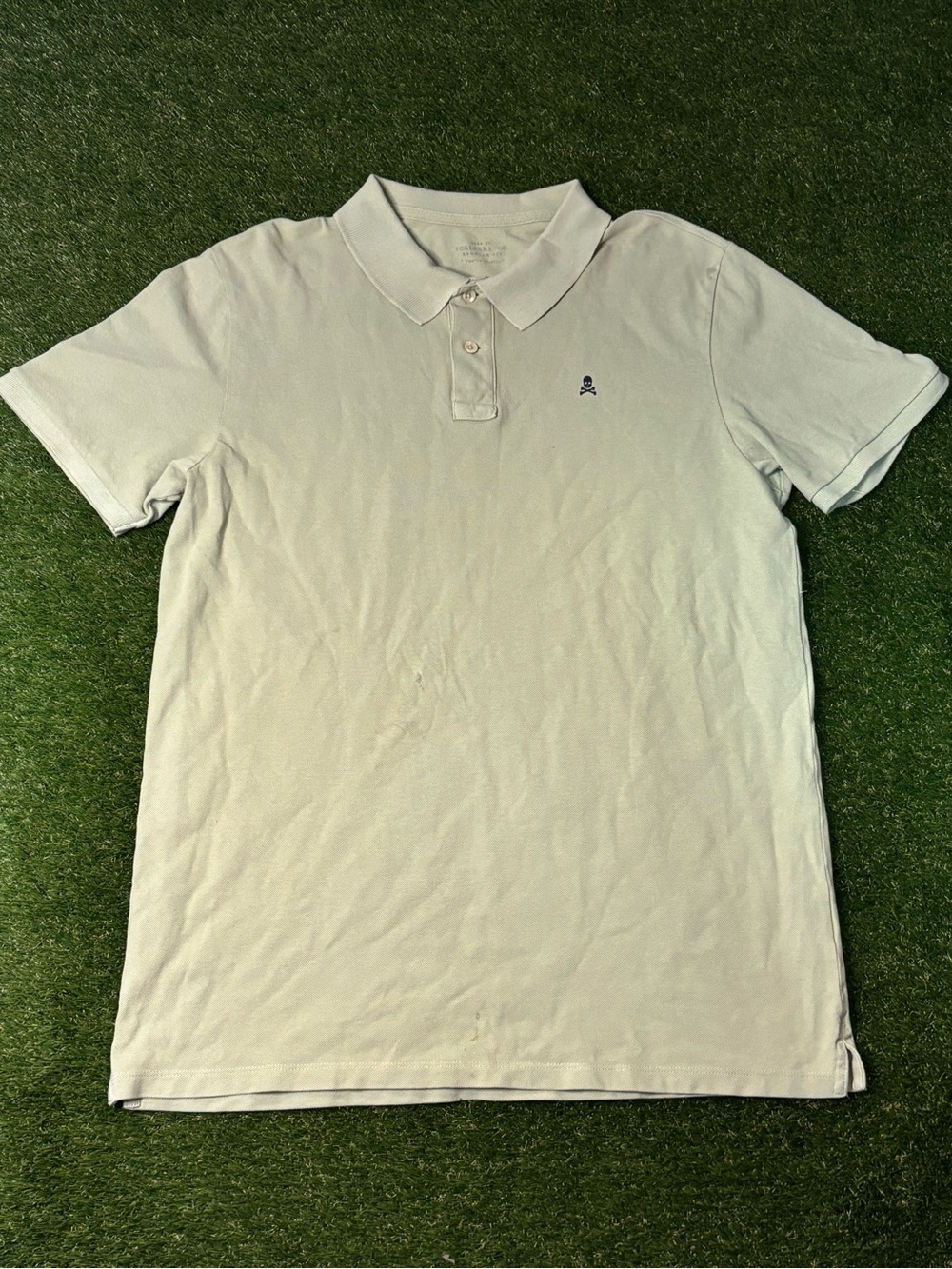 Men's Light Gray Polo with Subtle Chest Icon